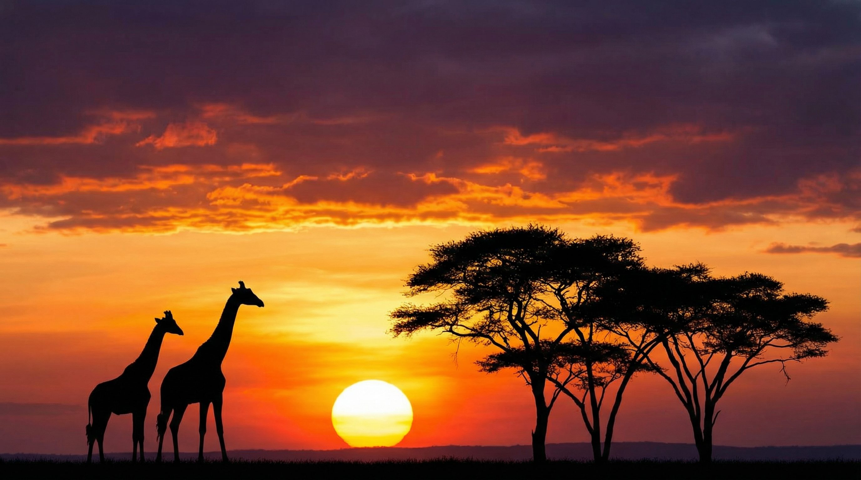 糖心短视频：长颈鹿日落剪影